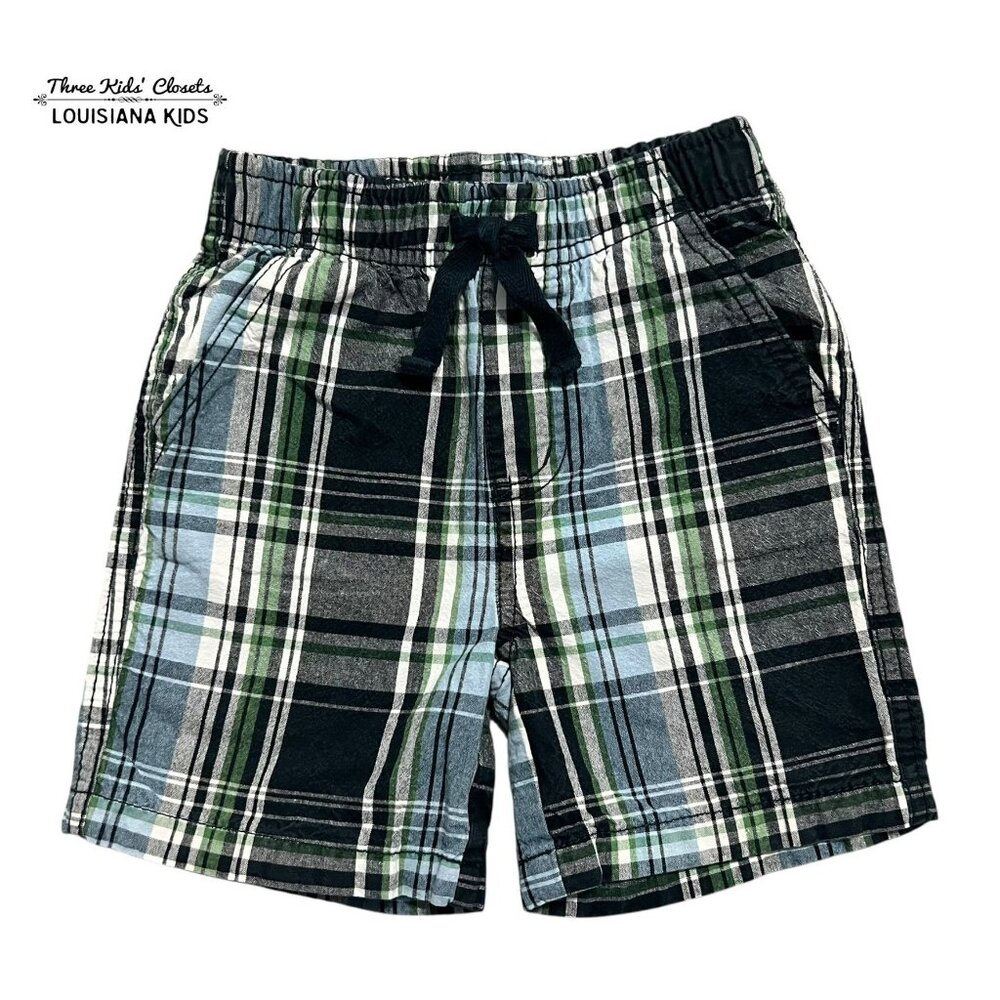 Gymboree 12-18m Navy & Green Plaid Shorts